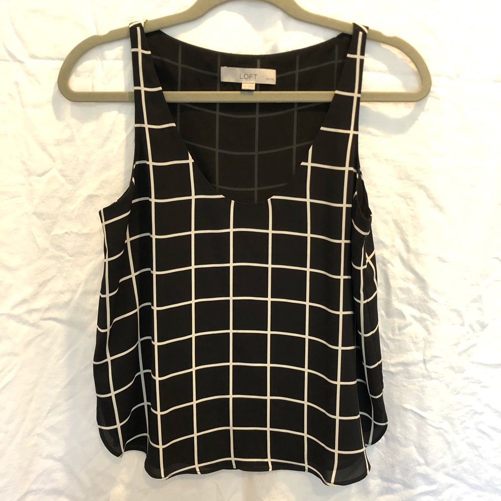 Loft Black and White Grid Tank Top